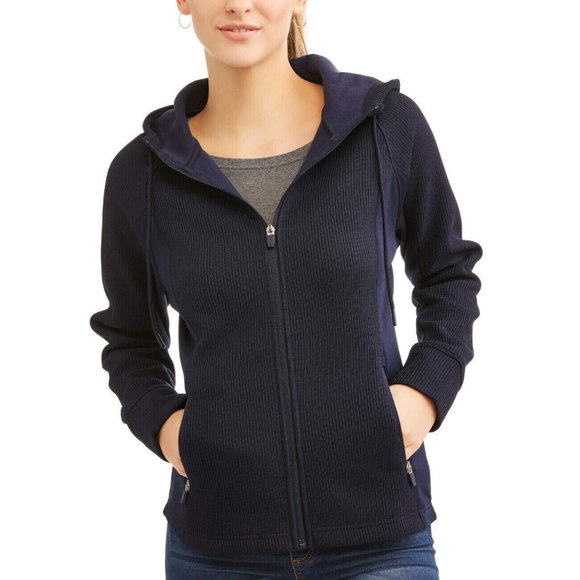 Swiss Tech Women's Waffle Knit Tech Fleece Hooded Jacket - Picture 1 of 16